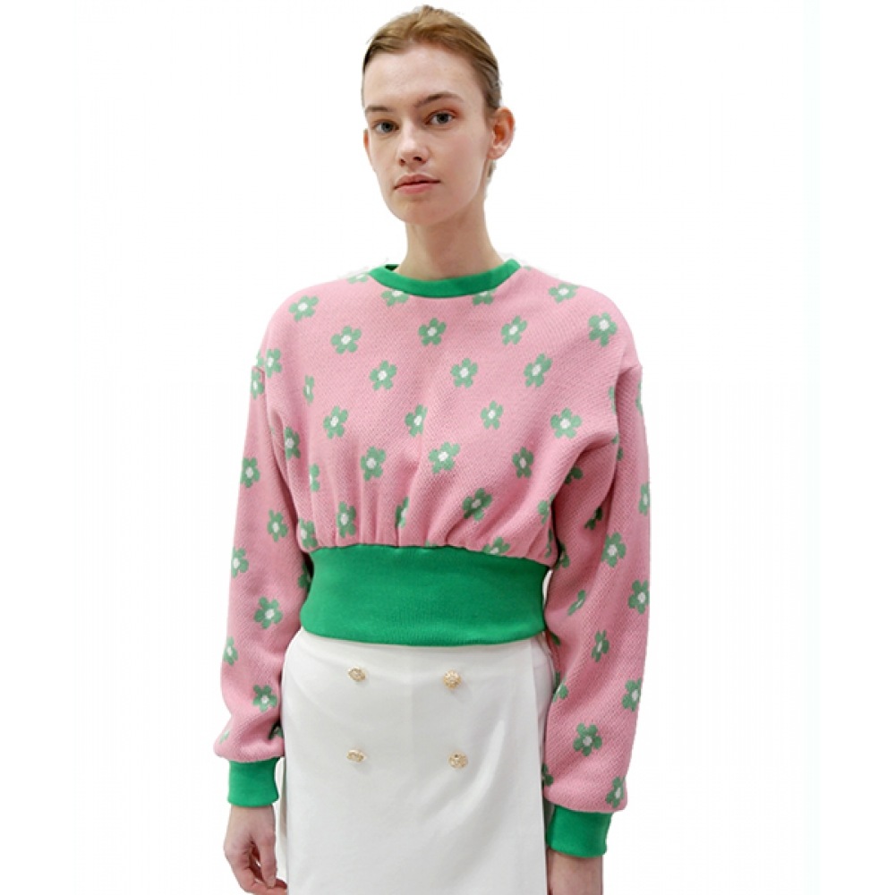 DAMAGE MNEMONICフラワーピンククロップマンツーマン_ Flower Pink Crop MTM 13,619円