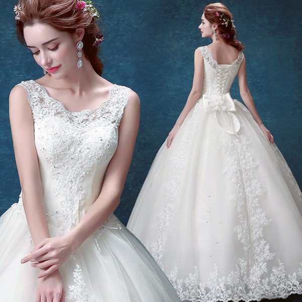 ウエディングドレス 花嫁 ドレス 結婚式 二次会 ウェディングドレス 安い プリンセス エンパイア 白 披露宴 ロングドレス ブライダル 姫系 シンプルドレス