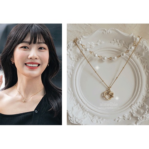 [レッドベルベットジョイ着用] プレッツェルレイヤードパールチョーカーネックレス(Gold ver) 韓国人気ブランド 韓国人気ファッション 人気ジュエリー