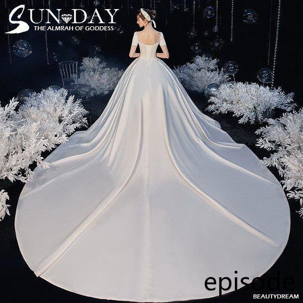 ウェディングドレス ウェディングドレス白 パーティードレス 可愛いドレス 花嫁ロングドレス 結婚式 トレーンライン 二次会 エレガント お呼ばれ 挙式hs5444