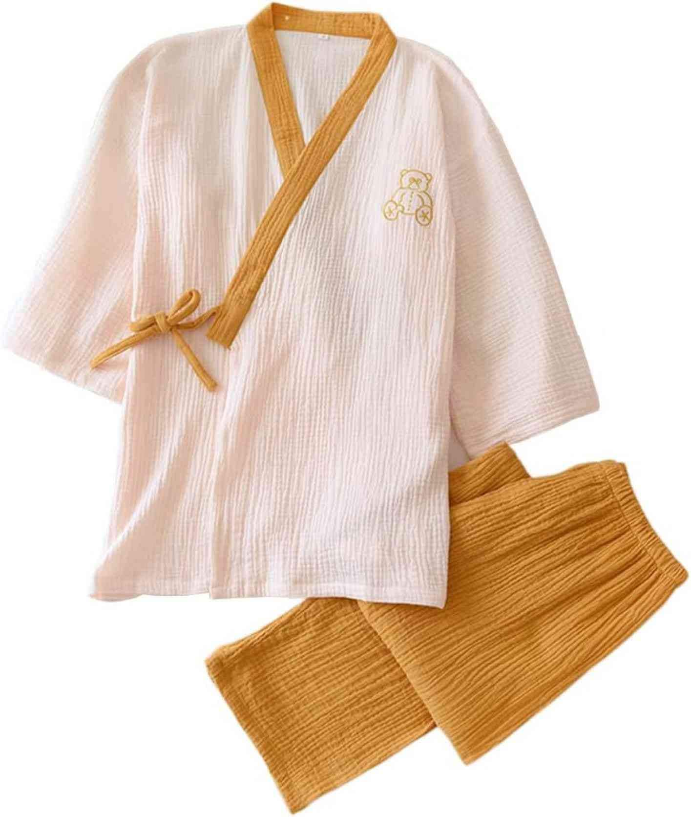 和風パジャマ くま 甚平 7分袖 レディース 夏 2重ガーゼ 半袖 綿100％ ルームウェア 浴衣 前開き 上下セット 吸汗 部屋着 誕生日 敏感肌 ポケット付き 通気 寢巻き プレゼント ガーゼパジ 5,035円