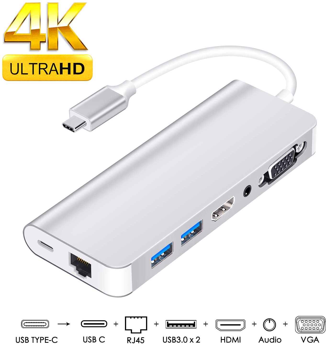 【本日限定価格】 WU-MINGLU シルバー cハブ マルチusb lan hdmi usb-c