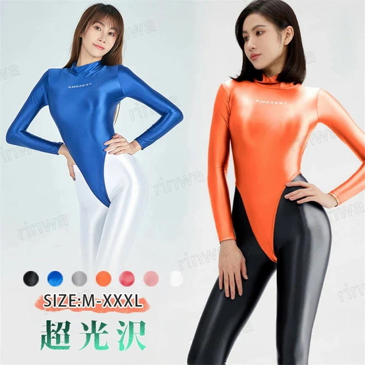 ママ フィットネス水着 女性 コスチューム 長袖ラッシュガード 水着 水着 かわいい レオタード 水着 レディース 光沢感 オールインワン 大きいサイズ ベースレイヤー 【7月の新作特典】体型カバー