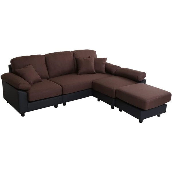 ホームテイスト PCC-5P 5人掛けコーナーソファ ブラウンブラック メーカー直送