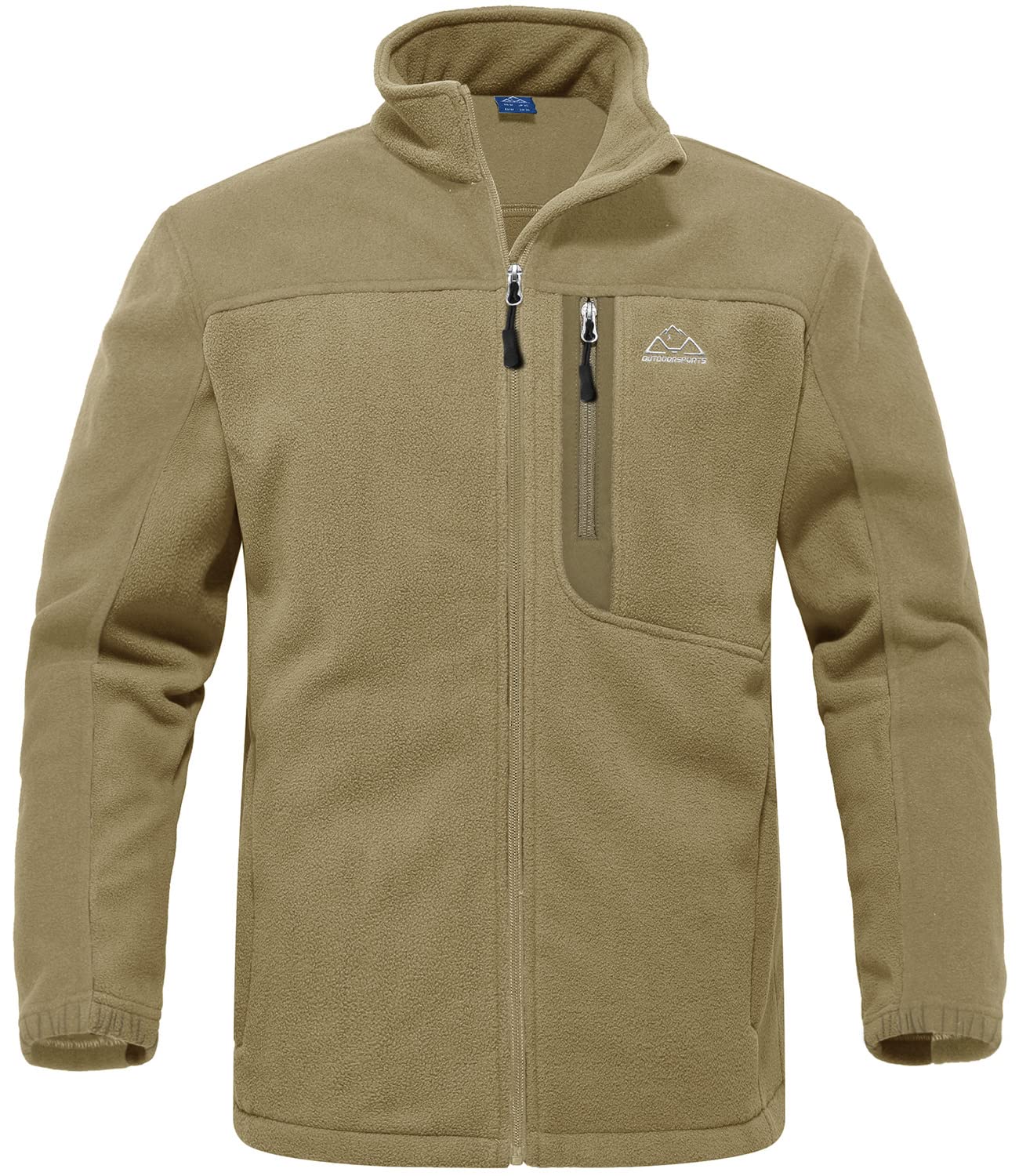 [Gopune] フリースジャケット メンズ ゴルフウェア アウトドア ジャケット ソフトシェル 登山服 フルジップ コート ウォーム 軽量 ハイネック 釣り スポーツ 春秋冬(01カーキ M)