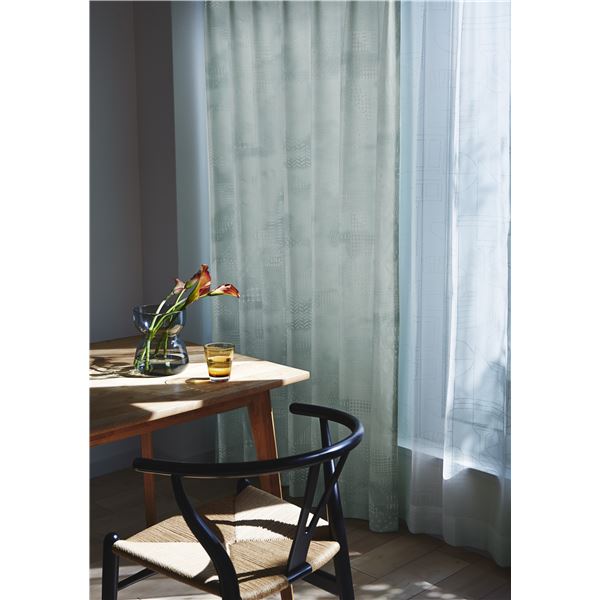 カーテン 100135cm グリーン タッセル付き 形状記憶加工 ポリエステル100％ サーナヤオッリ セブンピースズ リビング