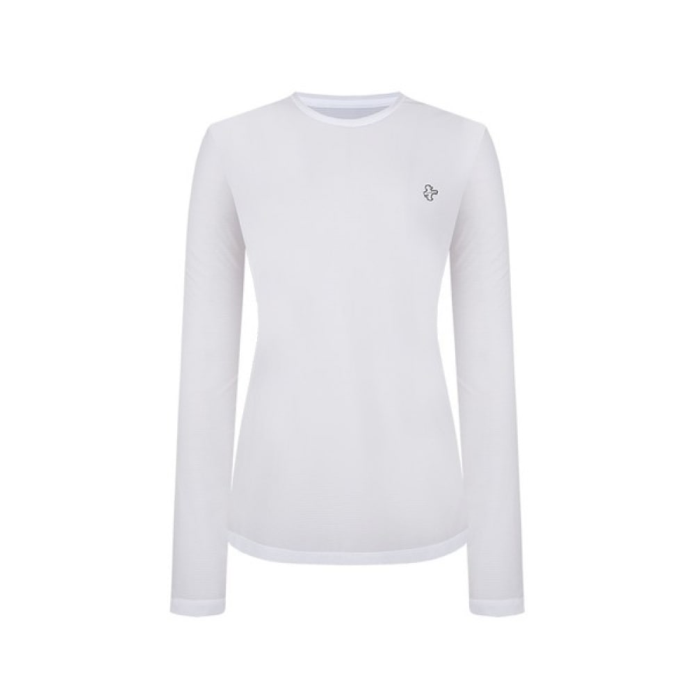 [ルイカステル] レディースアイルカザンストライプクールラウンドTシャツ（クールフィーリング）