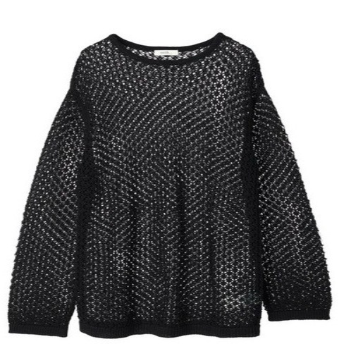 レディース ニット セーター プルオーバー 長袖 ドロップショルダー ラウンドネック 襟なし 透け感 シースルー かわいい 大人可愛い きれいめ シンプル カジュアル 上品 おしゃれ こなれ感 ラフ