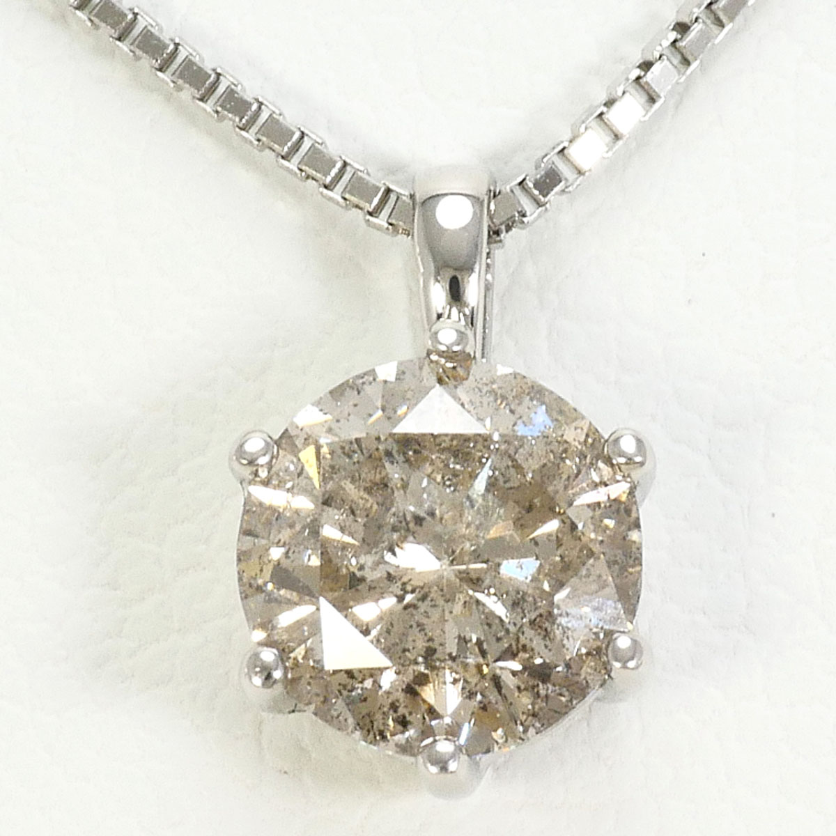 PT900 プラチナ PT850 プラチナ ネックレス ダイヤモンド 1.00ct I1 鑑定書 総重量約2.7g 約40cm 中古