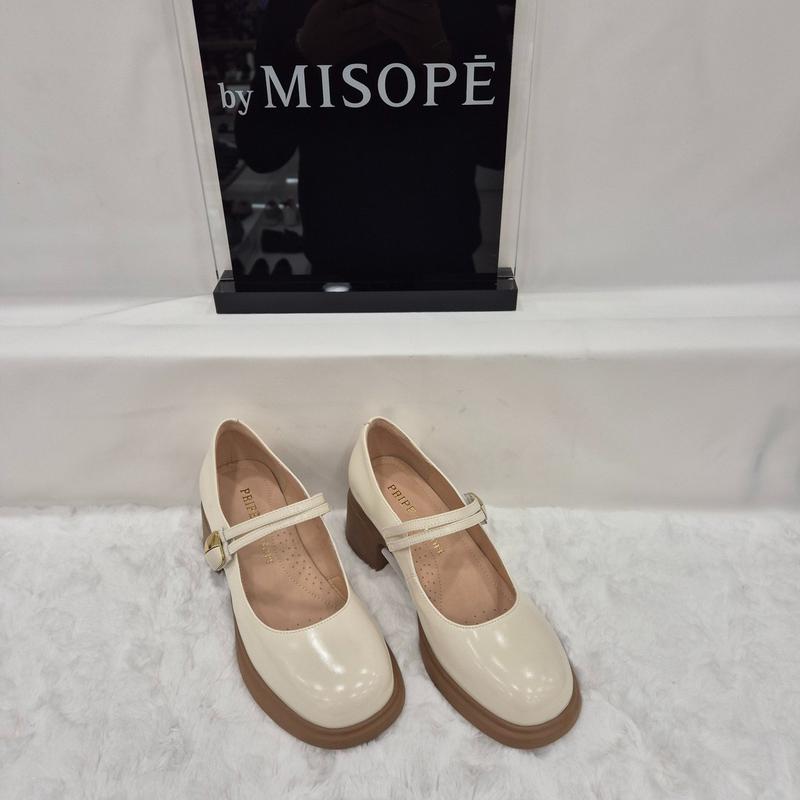By 女性 ゴールド バックル メリージェーン シューズ 112HT431SF021 IVORY 4 JJ