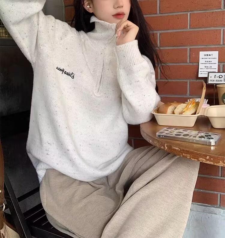 韓国デザイン秋冬新作おしゃれゆったりカジュアルニットトップス