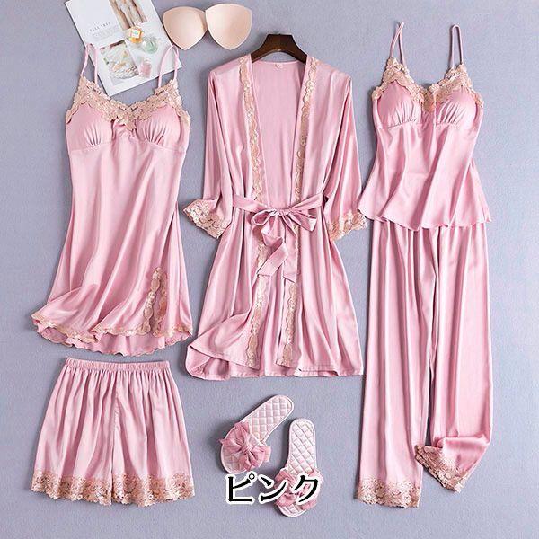 [タイムセール]Mベビードールパッド付きナイトガウンキャミソールセット短パン長ズボンアイスシルク涼しげパジャマレースランジェ値下げ