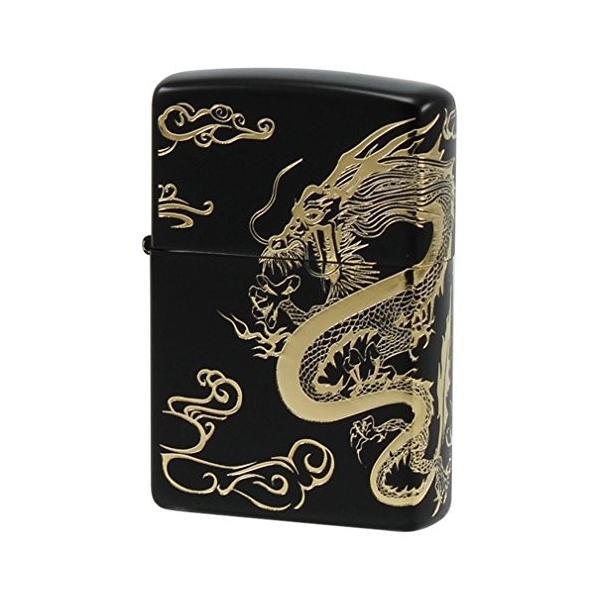 ZIPPO ライター 和柄 龍 2面加工 イオンコーティング ゴールド 2DRG-A