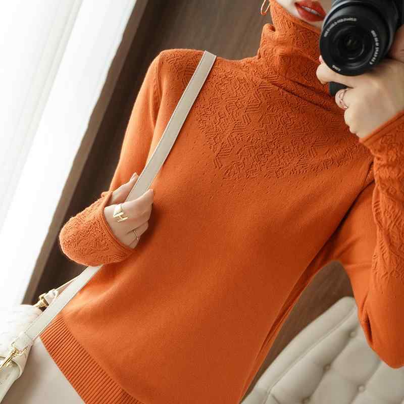 ファッション 服 オシャレ カワイイ シンプル 大カワイイ サイズ 婦服 秋 セーター パイル ネック プルオーバー レイヤリング ニット