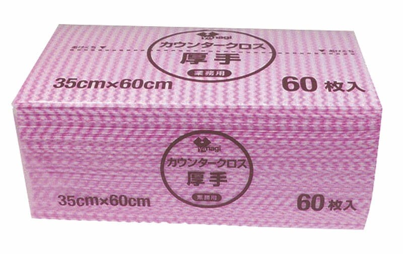 （まとめ買い）やなぎプロダクツ KT-027 カウンタークロス 袋入り 厚手 ピンク 60枚入 [x3]