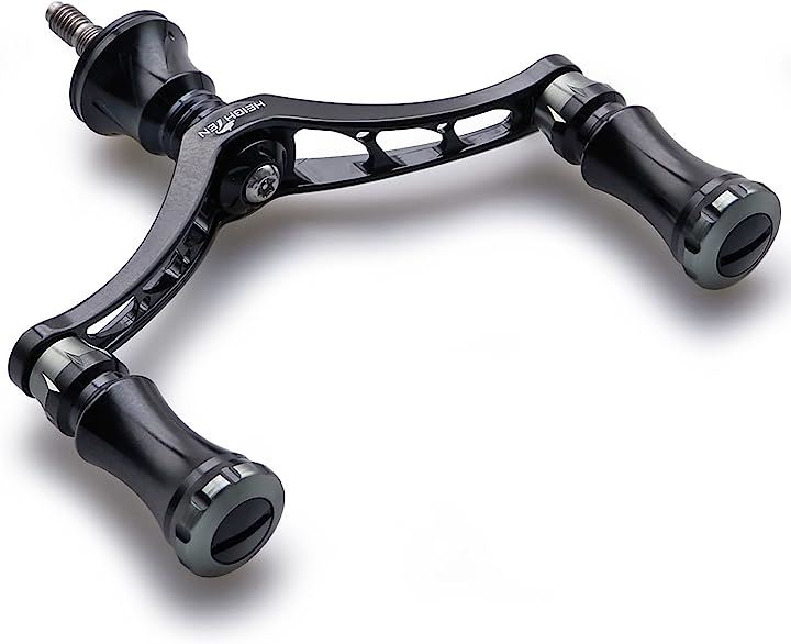 80mm リール ハンドル 15mm ノブ 搭載 シマノ ダイワ 通用 スピニングリール用 Chess Series 666(ブラック＆ブラック/ガンメタル)