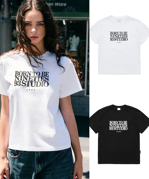 BAD BLUE ♥ Ribbon Logo Tee / 追跡付 배드블루(BADBLUE) Ribbon Logo Slim Tee Navy - 사이즈 & 후기