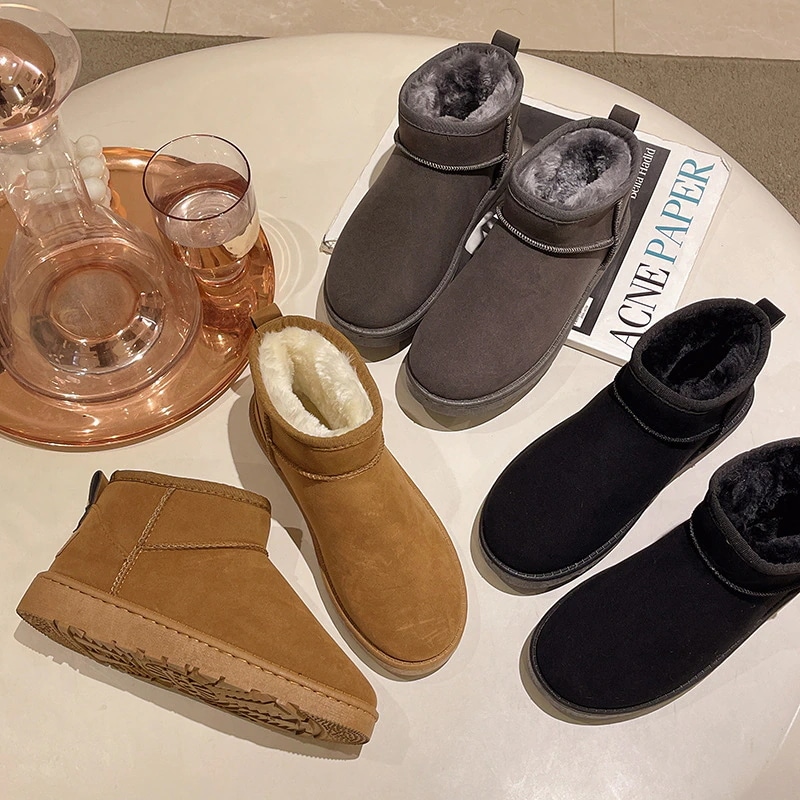 ムートンブーツ レディース スノーブーツ 裏起毛 滑り止め 厚底 防寒 冬靴 スノーシューズ ショートブーツ 裏ボア 暖かい 通学 通勤 4,186円