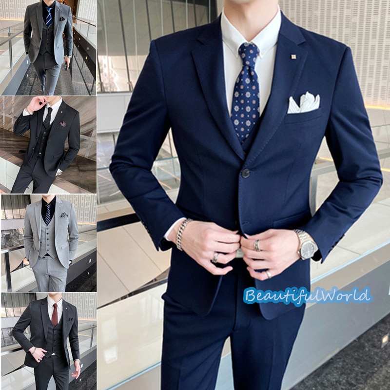 スーツ メンズ ビジネススーツ 3ピーススーツ スーツセットアップ カジュアルスーツ 無地フォーマルスーツ 洗える 紳士服 通勤 結婚式X48