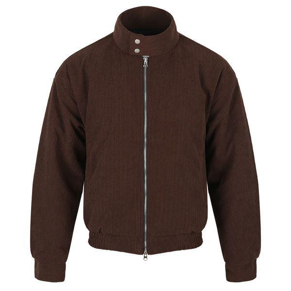 メンズ ミニマル コーデュロイ ヘリンボーン ジップアップ ジャンパー RB JKW Q059 栗色_P409079429