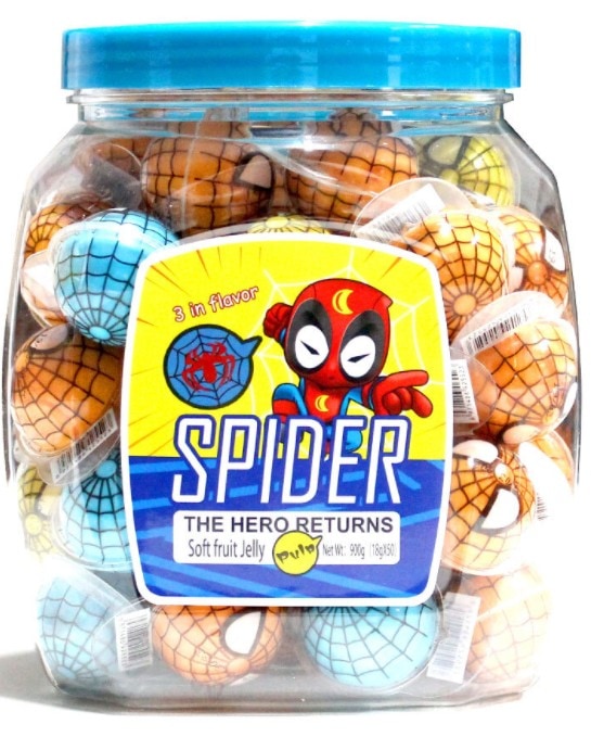 （箱）スパイダーゼリー900g(50入)-フルーツソフトゼリー3つの味 韓国人気のお菓子ゼリー