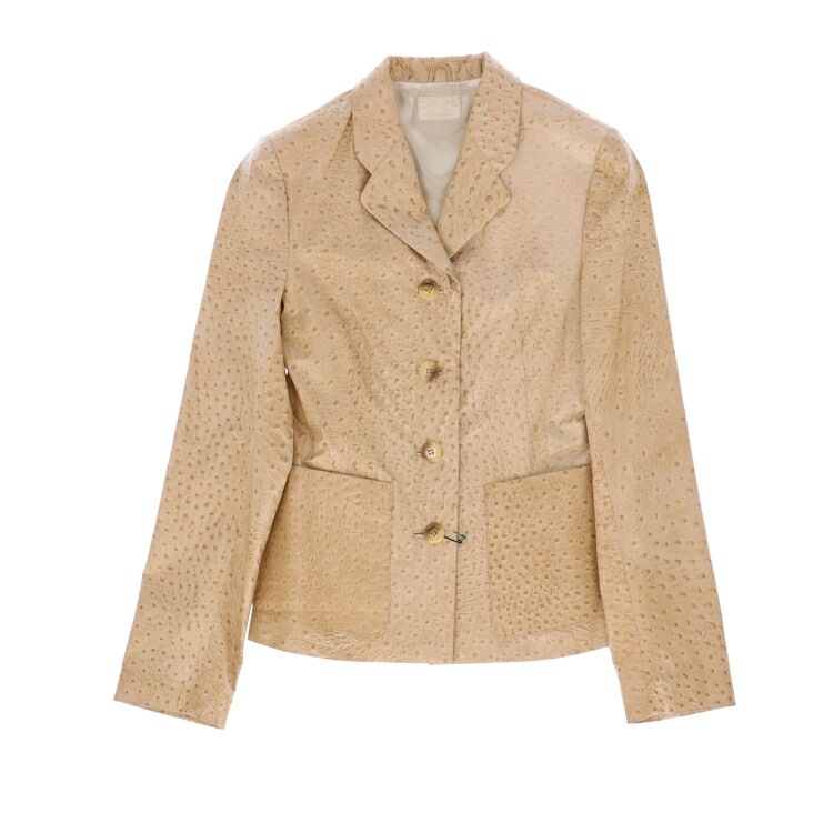 訳あり アウトレット ピッグレザー ジャケット オーストリッチ型押し ベージュ レディース ギフト プレゼント