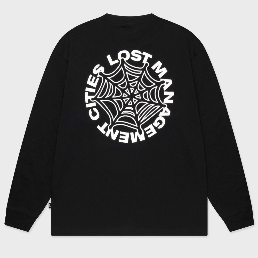 LMC スパイダーウェブロングシルバー T シャツブラック