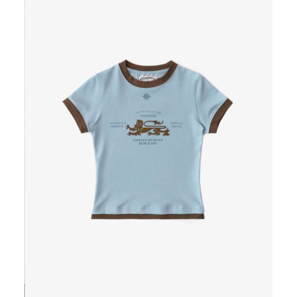 BADBLOOD Lion Jersey Ringer T-Shirt Light Blue w-tee25-1