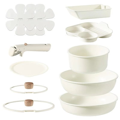 他サイト： 【即納】CAROTE カローテ フライパン セット 11点 IH対応 ガス火対応 PFOA PFOS フリー 卵焼き器 鍋セット 取っ手のとれる マーブルコート くっつきにくい 洗いやすい オーブン対の商品画像