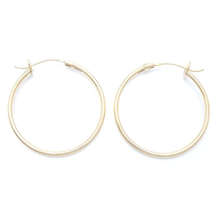 フープ ピアス 2.3cm 1.5グラム K18YG イエローゴールド/27956【中古】