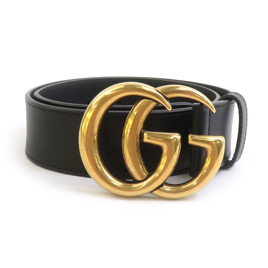グッチ GUCCI ベルト GGマーモント レザー ブラック レディース 400593 r11185a