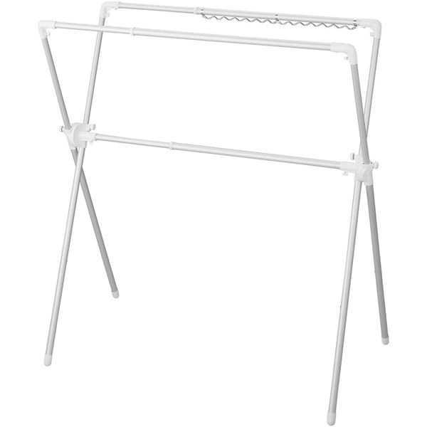 組立式 工具不要 アルミ製 布団干し/物干し金物 X型 伸縮式 軽量 コンパクト 折りたたみ収納 ホワイト ポーリッシュ