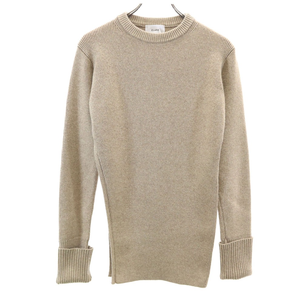 長袖 サイドスリット セーター 1 ベージュ ニット レディース 古着