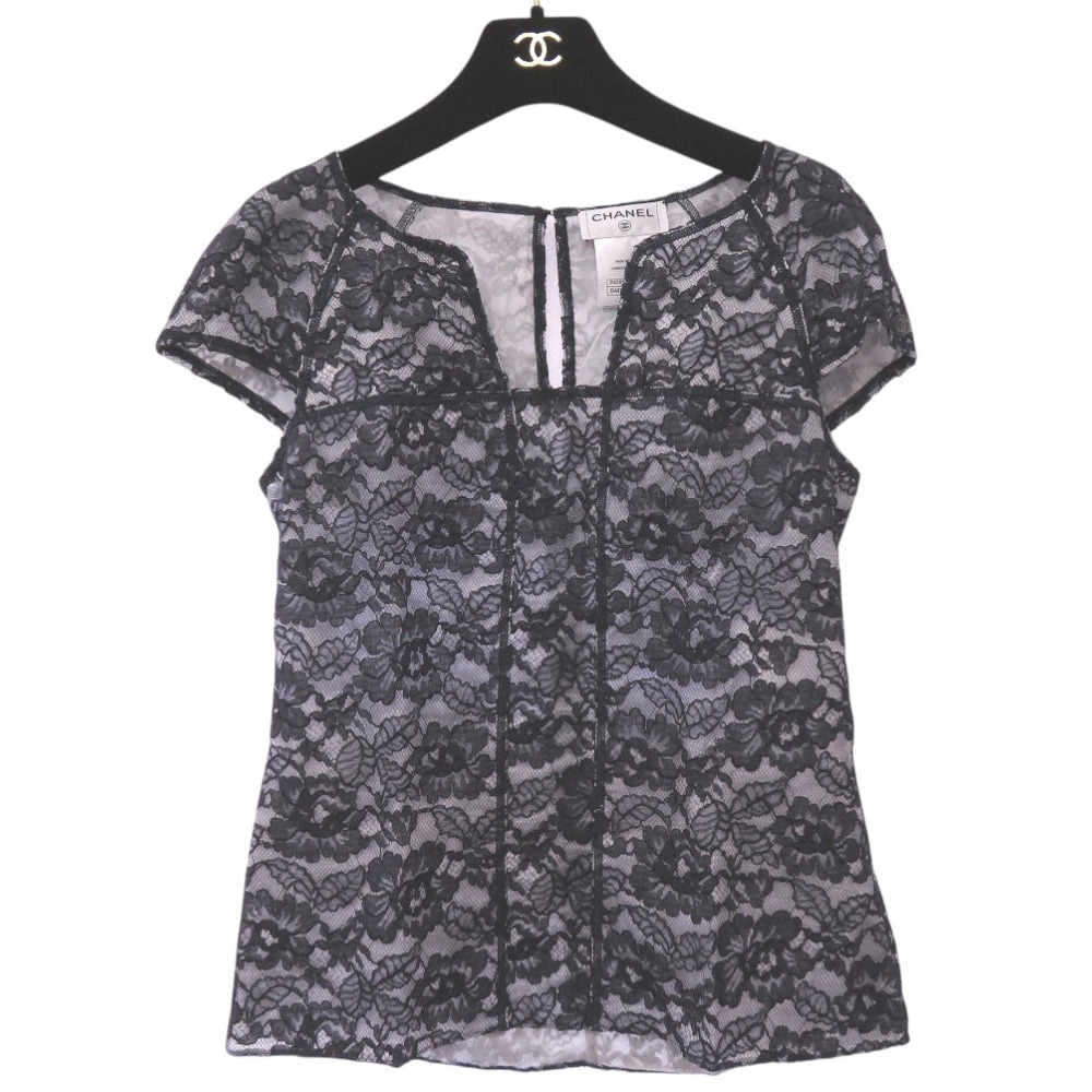 美品 カメリア レース 花柄 半袖 カットソー ブラウス サイズ36 P47412W05438 ブラウス コットン/レーヨン ネイビー 0067【中古】 レディース 42,900円