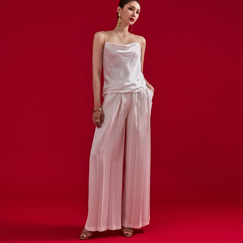 DINT_P2825 ピンタック プリーツ ワイド ロング スラックス