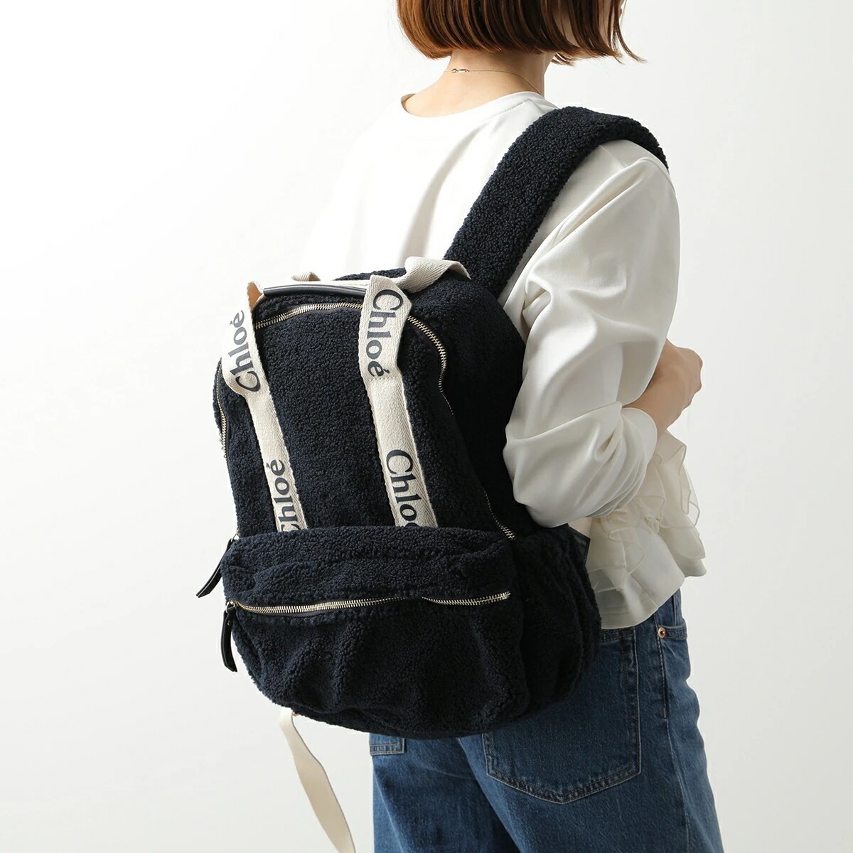 Chloe Kids クロエ キッズ バックパック C20687 レディース ガールズ ボア ロゴ リュック バッグ マザーズバッグ 鞄 859/NAVY 【ts】
