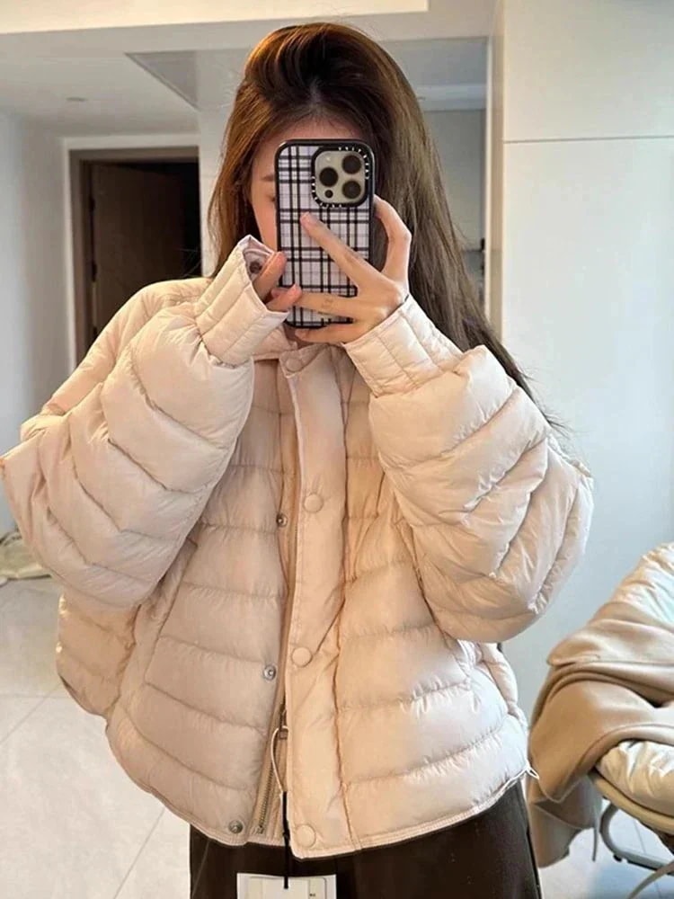 2026冬 レディース ピンク ターンアップカラー 新作 小さいサイズ 韓国風 シンプル 薄手 アウター