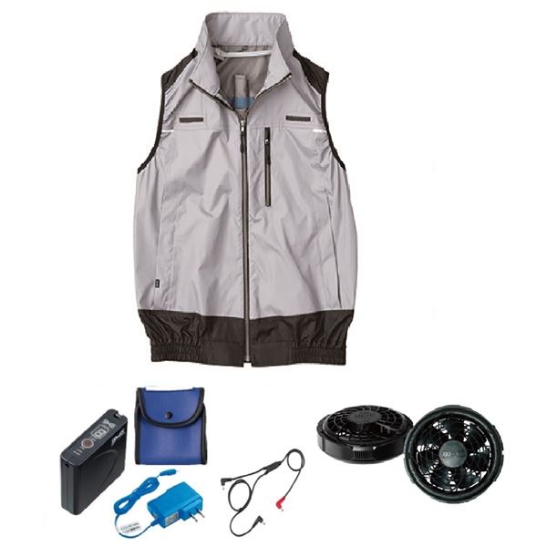 KU92120 空調服 R ポリエステル製 遮熱フルハーネス仕様ベスト FAN2300B・RD9261・LISUPER1セット シルバー 4L 16,240円