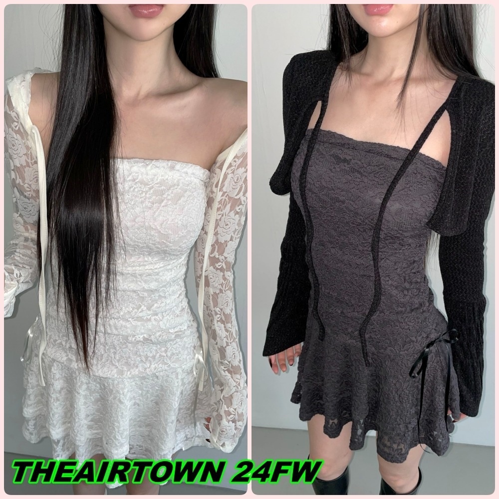 【THEAIRTOWN】suzume rose lace ops ワンピース THEAIRTOWN】suzume rose lace ops ワンピース 長袖ロング