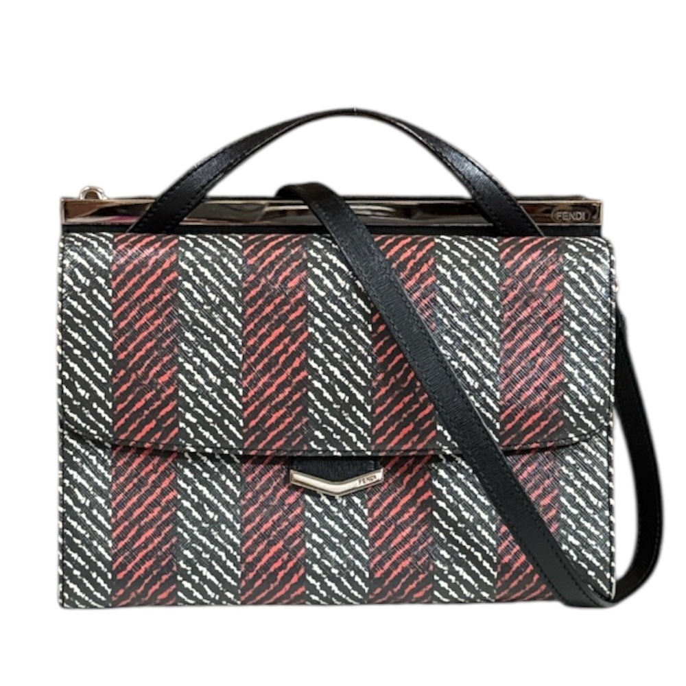 フェンディ デミジュール ショルダーバッグ レザー 8BT222 ブラック FENDI 中古