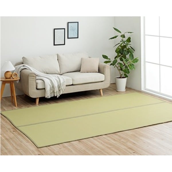 い草風 ラグ マット 江戸間2畳 グリーン 約174×174cm 洗える ござ 日本製 リバーシブル カビ発生しにくい お手入れ簡単