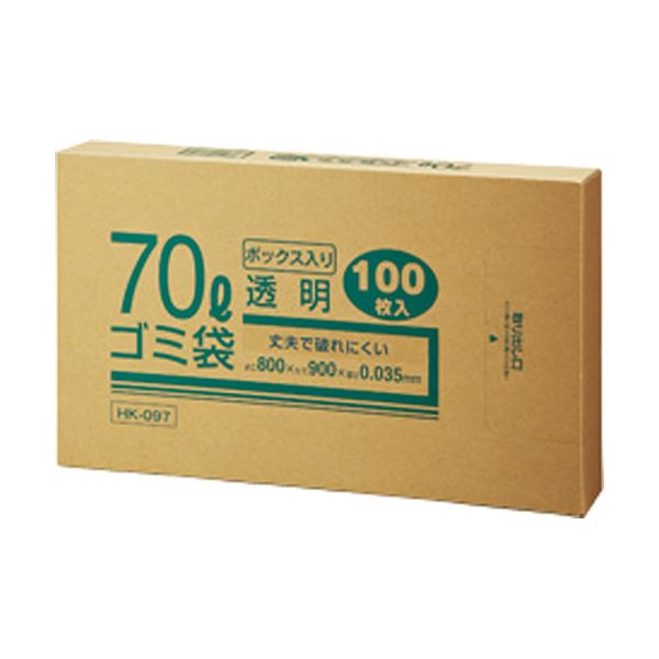 （まとめ）クラフトマン 業務用 透明メタロセン配合 厚手ゴミ袋 70L BOXタイプ HK-097 1箱（100枚） 3セット
