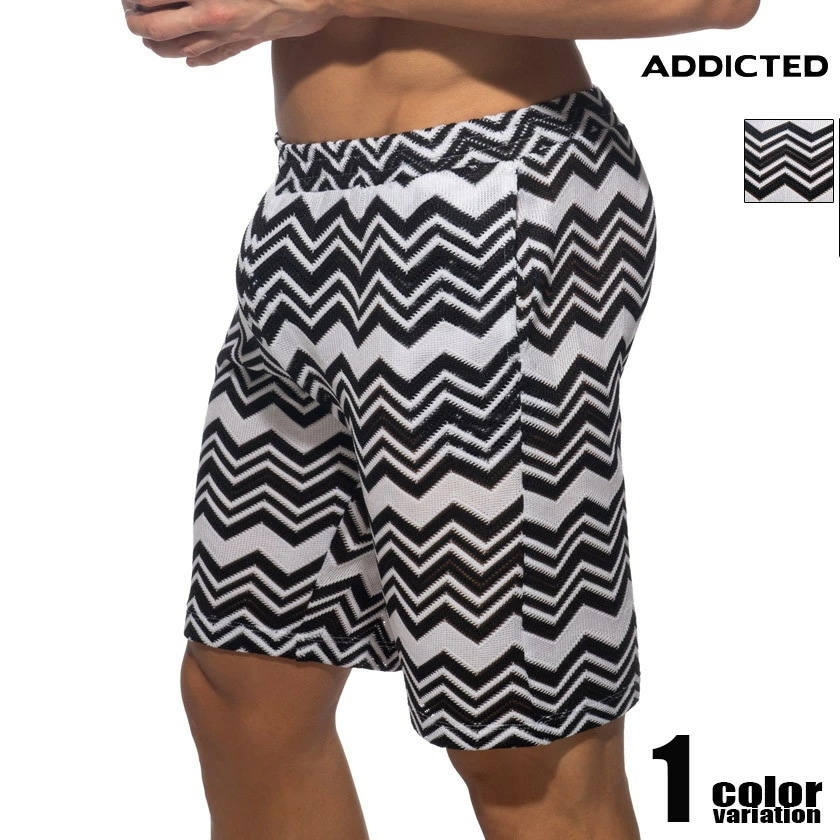 ADDICTED/アディクティッド ISPARTA BERMUDAS ショートパンツ ハーフパンツ 男性 メンズ ボトムス 柄 編み　透け