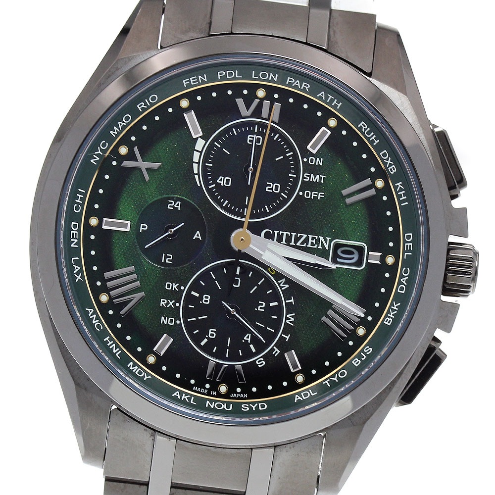 シチズン CITIZEN AT8049-61W/H800-A1CDW02 アテッサ エコドライブ ダイレクトフライト ソーラー電波 メンズ 美品 _833122【中古】