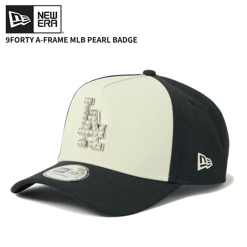 ニューエラ メンズ キャップ 帽子 レディース NEW ERA 9FORTY A-Frame MLB パール バッジ ドジャース ブラック/クロームホワイト CAP 14744960