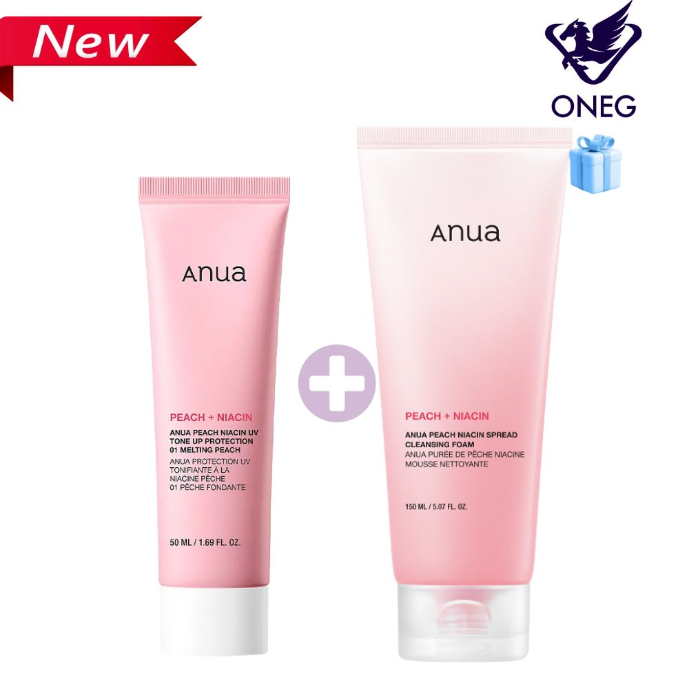 [ピーチ2種セット] 桃ナイアシンUVトーンアッププロテクション＋桃ナイアシンスプレッドクレンジングフォーム／すっきりした毛穴ケア／肌質整え／ハリとブライトニング／ニキビ肌／角質ケア／SPF50