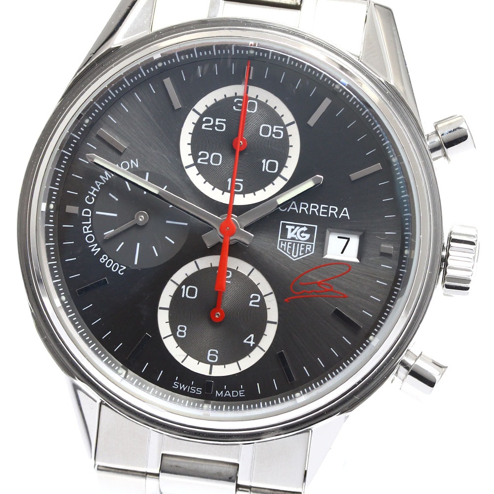訳あり タグホイヤー TAG HEUER CV201M カレラ タキメーター ルイス・ハミルトン限定 クロノグラフ 自動巻き メンズ 保証書付き_903644【中古】