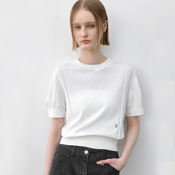 (T-7020)ESSENTIAL WOOL DAPHNEL HALF SLEEVE KNIT