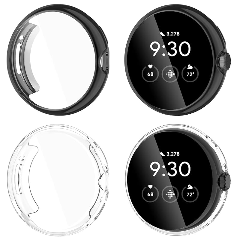 ケース for Google Pixel Watch2 ケース+フィルム/Pixel Watch ケース, TPU素材 高透過率 防指紋 全面保護 (2xClear+2xBlack) 5,178円