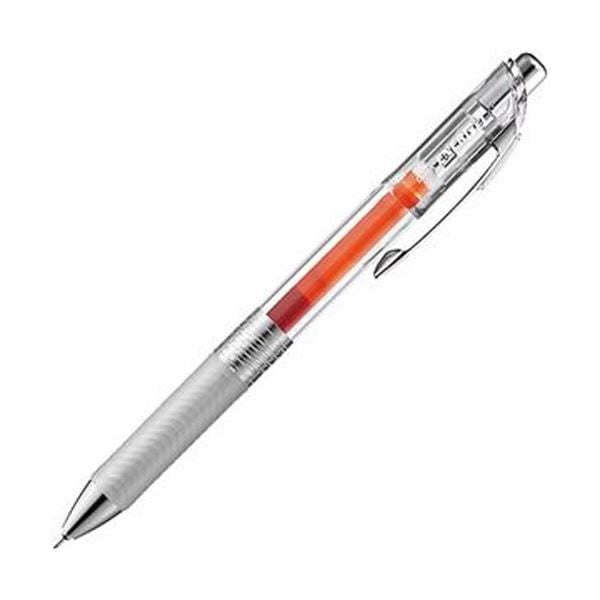 （まとめ）ぺんてる ゲルインクボールペン ノック式エナージェル インフリー 0.5mm オレンジ（軸色：クリア）BLN75TL-F 1セット（10本）(×10セット)